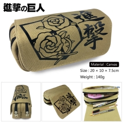 Attack on Titan Cosplay Korean Cartoon Canvas For Student Anime Pencil Bag