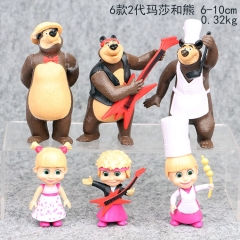 6-10CM 6PCS/SET Masha & The Bear Cartoon Collection Toys Statue Anime Figures