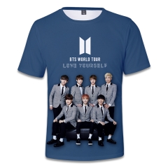 2018新款BTS防弹少年团周边应援服3D数码印花短袖T恤彩印大码男女