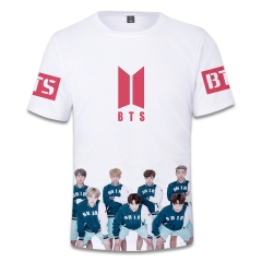 2018新款BTS防弹少年团周边应援服3D数码印花短袖T恤彩印大码男女