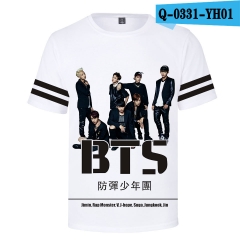 2018新款BTS防弹少年团周边应援服3D数码印花短袖T恤彩印大码男女