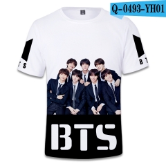 2018新款BTS防弹少年团周边应援服3D数码印花短袖T恤彩印大码男女