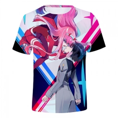 新品动漫darling in the franxx 3D印花短T