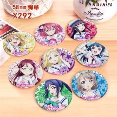 8pcs/set Japanese Lovelive Sunshine Cartoon Brooch Kawaii Fancy Pin
