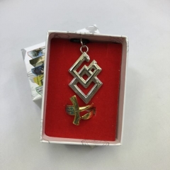 Fate Stay Night Golden Color Cosplay Cartoon Decoration Anime Necklace+Ring