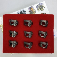 Attack on Titan/Shingeki No Kyojin Gun-Silver Cosplay Cartoon Cool Decoration Fingers Anime Ring (9pcs/set)