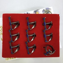 One Piece Gun-Sliver Color Cosplay Cartoon Cool Decoration Fingers Anime Ring (9pcs/set)