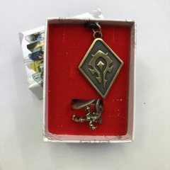 World of Warcraft Bronze Color Cosplay Game Cartoon Decoration Anime Necklace+Ring