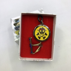 One Piece Bronze Color Cosplay Cartoon Decoration Anime Necklace+Ring