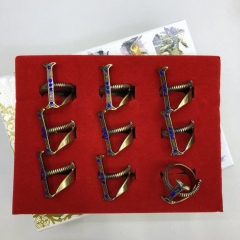 One Piece Bronze Color Cosplay Cartoon Cool Decoration Fingers Anime Ring (9pcs/set)