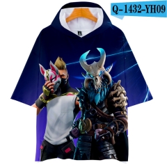 跨境专供堡垒之夜Fortnite新款潮流3D数码印花男女式连帽短袖t恤