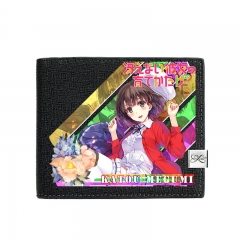 Saekano: How to Raise a Boring Girlfriend Black Short Wallet PU Leather Bifold Wallets Purse