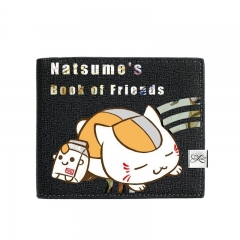 Natsume Yuujinchou Black Short Wallet PU Leather Bifold Wallets Women Coin Purse