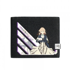 Violet Evergarden Black Short Wallet PU Leather Bifold Wallets Women Coin Purse