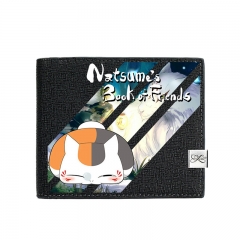 Natsume Yuujinchou Black Short Wallet PU Leather Bifold Wallets Women Coin Purse