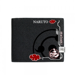 Naruto Black Short Wallet PU Leather Bifold Wallets Women Coin Purse