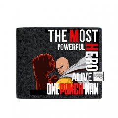 One Punch Man Black Short Wallet PU Leather Bifold Wallets Women Coin Purse