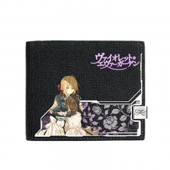 Violet Evergarden Black Short Wallet PU Leather Bifold Wallets Women Coin Purse