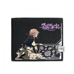 Violet Evergarden Black Short Wallet PU Leather Bifold Wallets Women Coin Purse