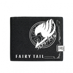 Fairy Tail Black Short Wallet PU Leather Bifold Wallets Women Coin Purse