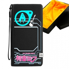 Hatsune Miku Black Long Wallet PU Leather Bifold Wallets Women Coin Purse