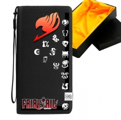 Fairy Tail Black Long Wallet PU Leather Bifold Wallets Women Coin Purse