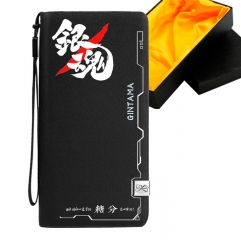 Gintama Black Long Wallet PU Leather Bifold Wallets Women Coin Purse