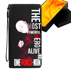 One Punch Man Black Long Wallet PU Leather Bifold Wallets Women Coin Purse