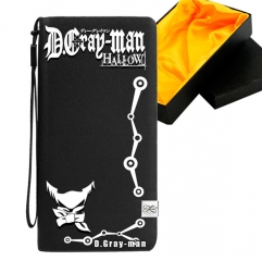 D.Gray-man Black Long Wallet PU Leather Bifold Wallets Women Coin Purse