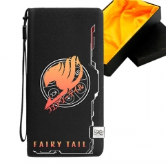 Fairy Tail Black Long Wallet PU Leather Bifold Wallets Women Coin Purse