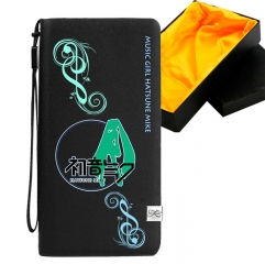 Hatsune Miku Black Long Wallet PU Leather Bifold Wallets Women Coin Purse