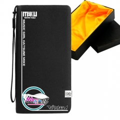 Hatsune Miku Black Long Wallet PU Leather Bifold Wallets Women Coin Purse