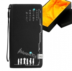Ano Hi Mita Hana No Namae O Bokutachi Wa Mada Shiranai Black Long Wallet PU Leather Bifold Wallets Women Coin Purse
