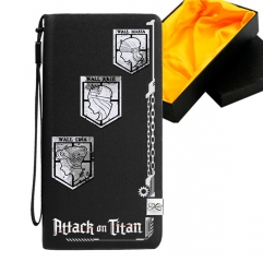 Attack On Titan Black Long Wallet PU Leather Bifold Wallets Women Coin Purse