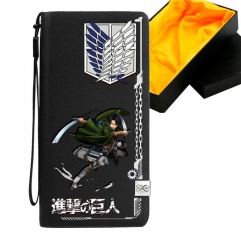 Attack On Titan Black Long Wallet PU Leather Bifold Wallets Women Coin Purse