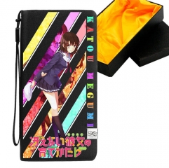 Saekano: How to Raise a Boring Girlfriend Black Long Wallet PU Leather Bifold Wallets Purse