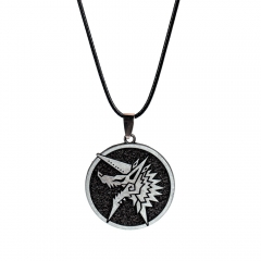 Monster Hunter Wolf Head Cosplay Game Pendant Alloy Anime Necklace