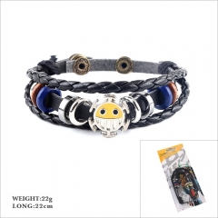 One Piece Trafalgar D Water Law Cosplay Cartoon Woven Leather Bangles Anime Bracelet