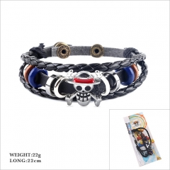 One Piece Cosplay Cartoon Woven Leather Bangles Anime Bracelet