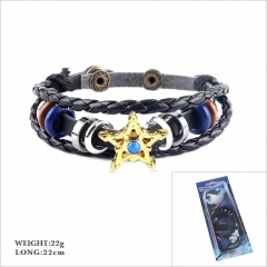 Black Rock Shooter Cosplay Cartoon Woven Leather Bangles Anime Bracelet
