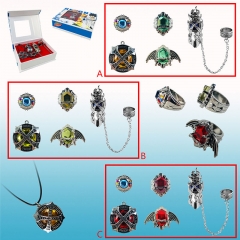 3 Colors Hitman Reborn Cosplay Cartoon Decoration Anime Necklace+Ring