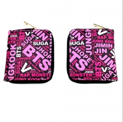 K-POP BTS Bulletproof Boy Scouts Anime Cartoon PU Wallet Bifold Coin Purse