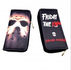 Friday the 13th Killer Puzzle Anime Cartoon Movie PU Wallet Fashion Long Style Bifold Coin Zipper Purse