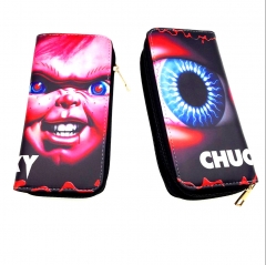 Child's Play Anime Cartoon Movie PU Wallet Fashion Long Style Bifold Coin Zipper Purse