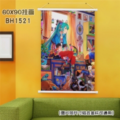 (60X90)BH1521-VOCALOID初音 动漫白色塑料杆挂画