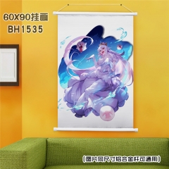 (60X90)BH1535-超级玛丽 幽灵姬 游戏白色塑料杆挂画