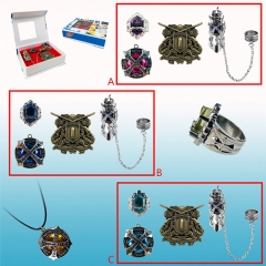 3 Colors Hitman Reborn Cosplay Cartoon Decoration Pendant Anime Necklace Ring Set