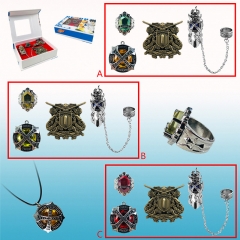 3 Colors Hitman Reborn Cosplay Cartoon Decoration Pendant Anime Necklace Ring Set