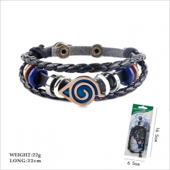 Naruto Cosplay Cartoon Woven Leather Bangles Anime Bracelet