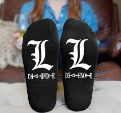 Death Note Cartoon Painting Cosplay Costume Black Anime Socks